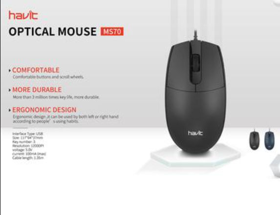 Picture of Havit MS70 Wired Optical Black Mouse