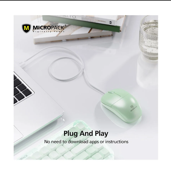 Picture of Micropack M-105 Silent Green Wired Optical Mouse