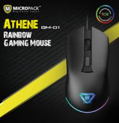 Picture of Micropack GM-01 Athene Rainbow Breathing LED Wired Black Gaming Mouse