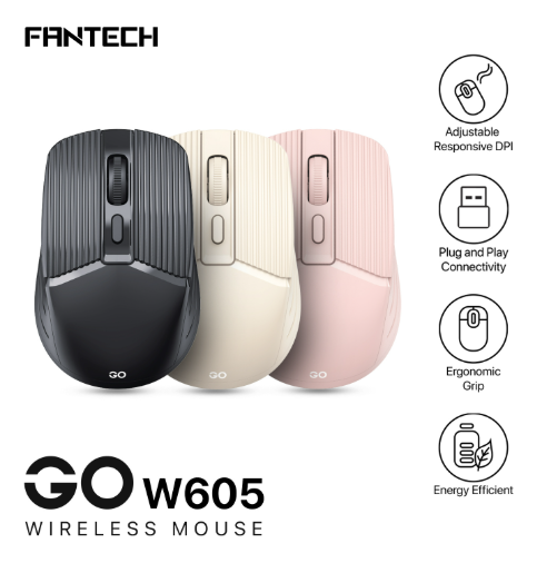Picture of Fantech Go W605 Wireless Beige Optical Mouse