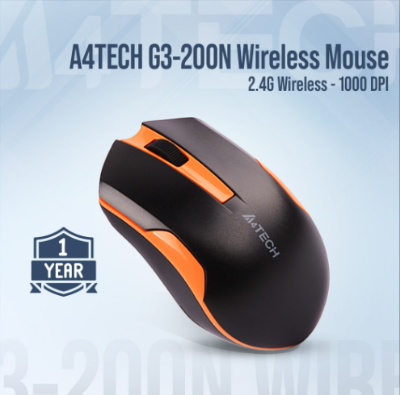 Picture of A4TECH G3-200/200N Black & Orange Wireless Mouse