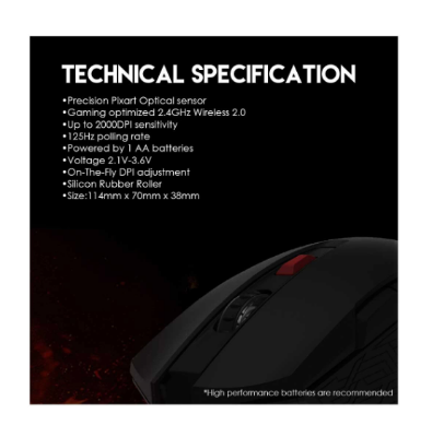 Picture of Fantech Raigor II WG10 Wireless Gray Gaming Mouse