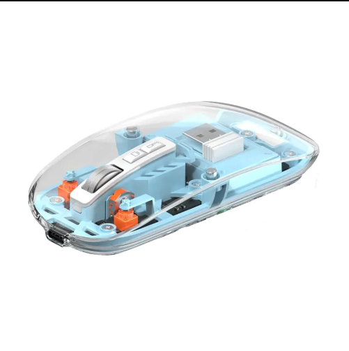 Picture of WiWU WM105 Silent Blue Wireless Rechargeble Battery Transparent Mouse