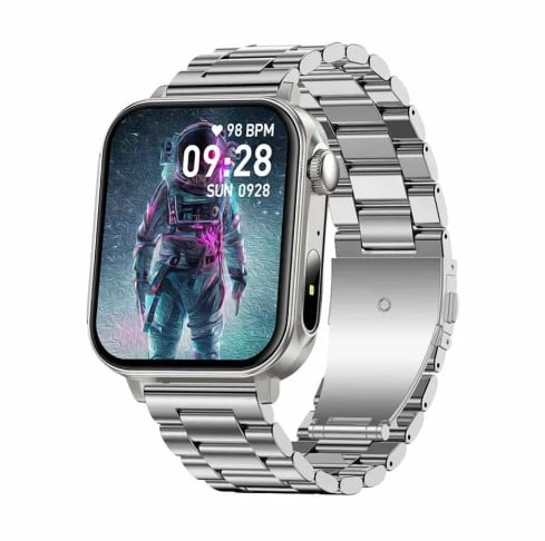 Picture of COLMI P80 Bluetooth Calling Black Smart Watch With Stainless Steel + Silicone Strap