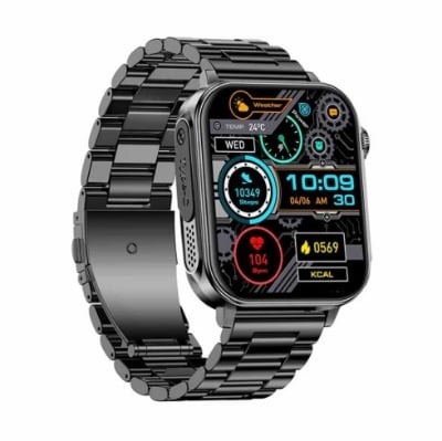 Picture of COLMI P80 Bluetooth Calling Black Smart Watch With Stainless Steel + Silicone Strap