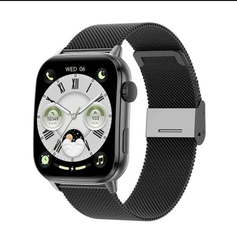 Picture of WiWU SW08 Silver Bluetooth Calling Smart Watch with Metallic + Silicone Strap
