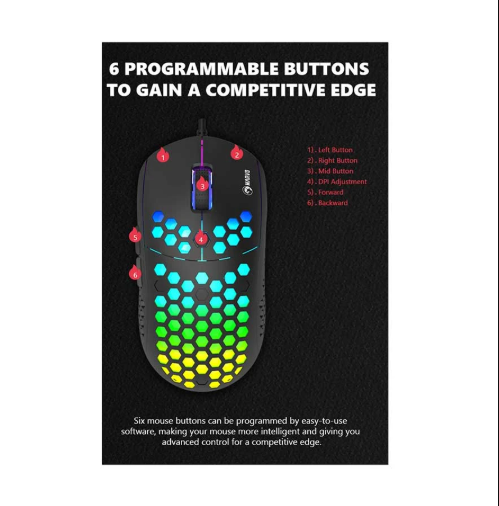 Picture of Marvo M399 Honeycomb RGB Wired Black Gaming Mouse