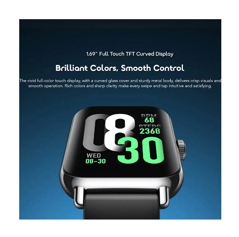 Picture of Oraimo Watch 6 Pro Chrome Black Bluetooth Calling Smart Watch #OSW-807S