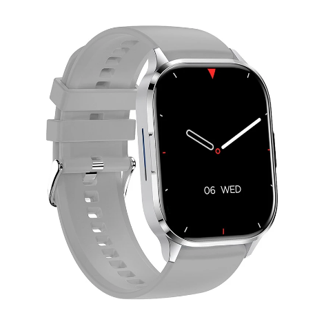 Picture of Blisbond Alpha Silver AMOLED Bluetooth Calling Smart Watch with Black & Grey Dual Straps