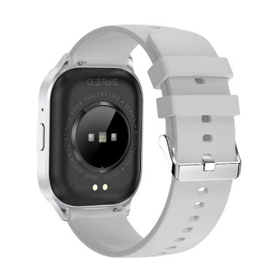 Picture of Blisbond Alpha Silver AMOLED Bluetooth Calling Smart Watch with Black & Grey Dual Straps