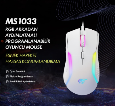 Picture of Havit MS1033 RGB Wired White Programmable Gaming Mouse