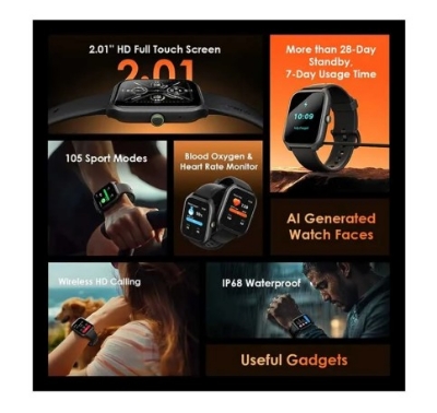 Picture of Oraimo Watch 5 Lite OSW-804 Black Bluetooth Calling Smart Watch