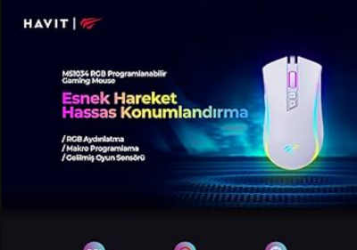 Picture of Havit MS1034 RGB Backlit Programmable White Gaming Mouse