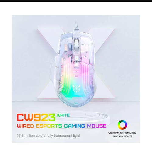 Picture of ONIKUMA CW923 RGB Wired White Transparent Gaming Mouse