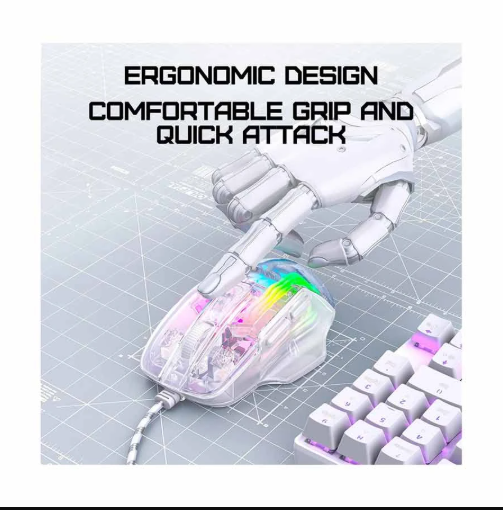 Picture of ONIKUMA CW923 RGB Wired White Transparent Gaming Mouse
