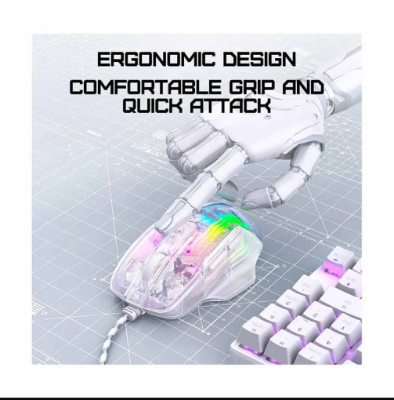 Picture of ONIKUMA CW923 RGB Wired White Transparent Gaming Mouse