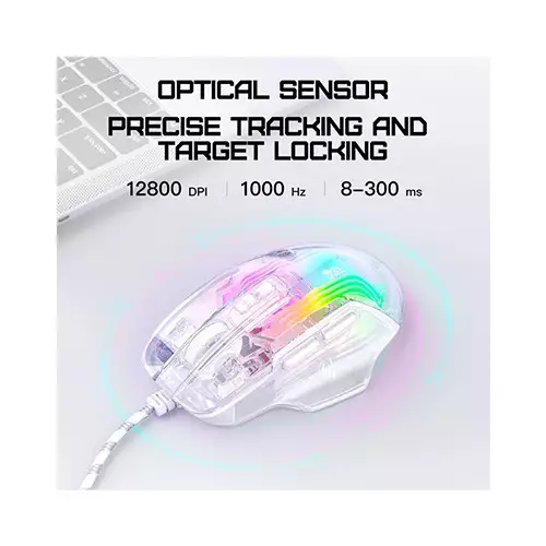Picture of ONIKUMA CW923 RGB Wired White Transparent Gaming Mouse