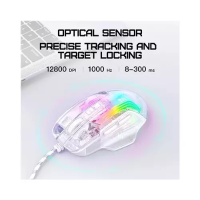 Picture of ONIKUMA CW923 RGB Wired White Transparent Gaming Mouse