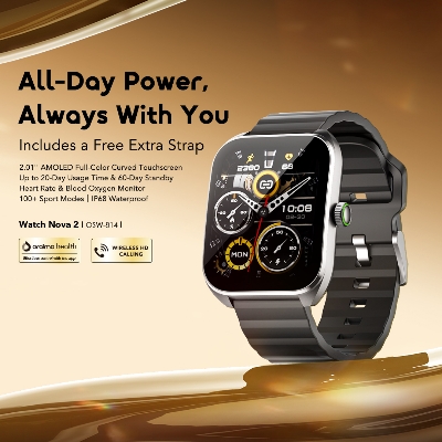 Picture of Oraimo Watch Nova 2 Black Bluetooth Calling Smart Watch #OSW-814