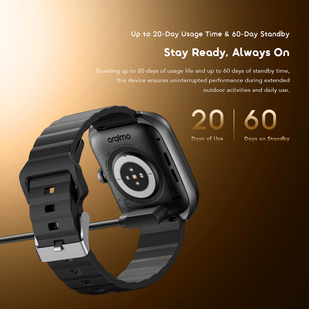 Picture of Oraimo Watch Nova 2 Black Bluetooth Calling Smart Watch #OSW-814