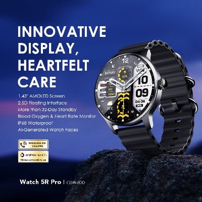 Picture of Oraimo Watch 5R Pro OSW-830 Black AMOLED Bluetooth Calling Smart Watch