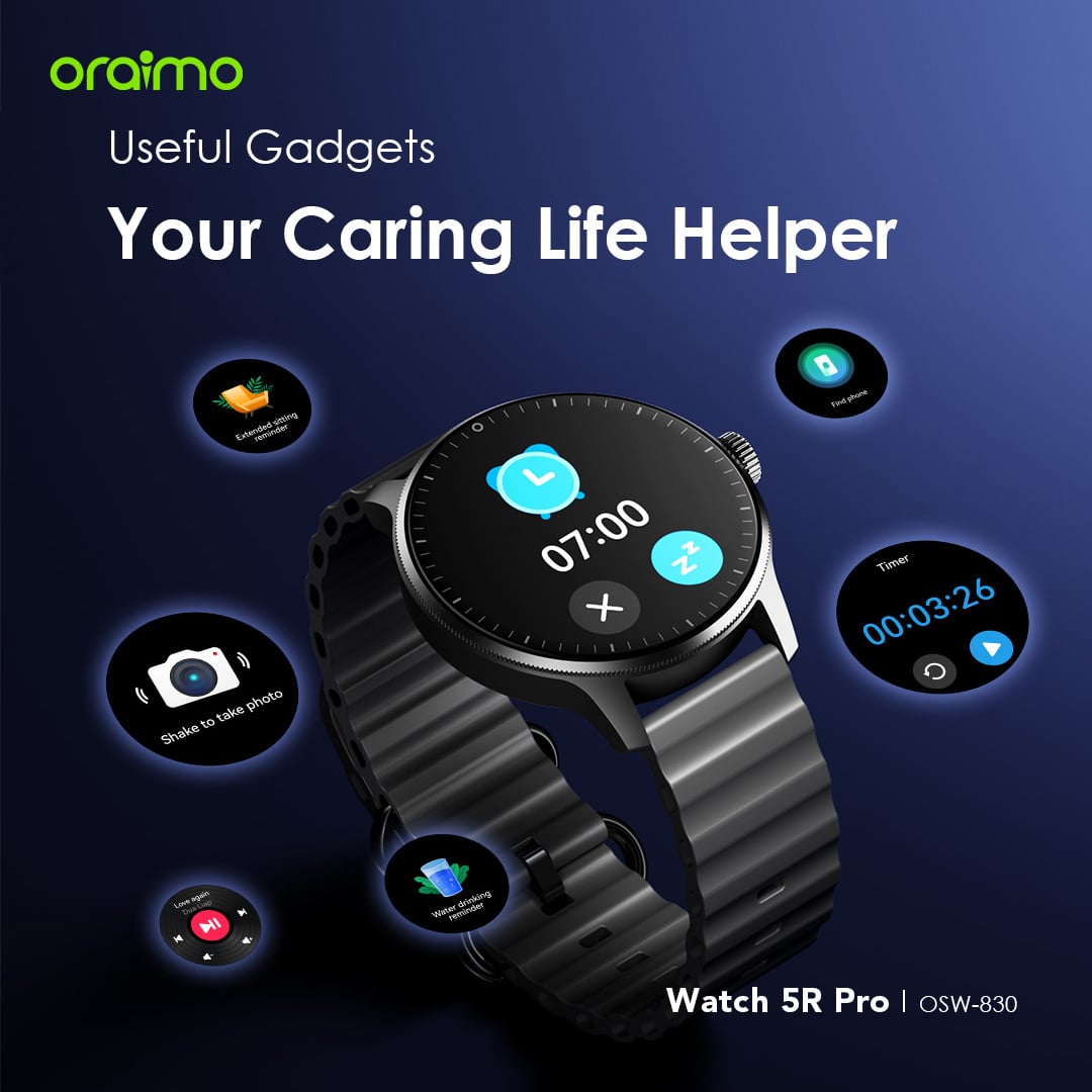 Picture of Oraimo Watch 5R Pro OSW-830 Black AMOLED Bluetooth Calling Smart Watch