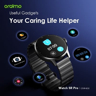 Picture of Oraimo Watch 5R Pro OSW-830 Black AMOLED Bluetooth Calling Smart Watch