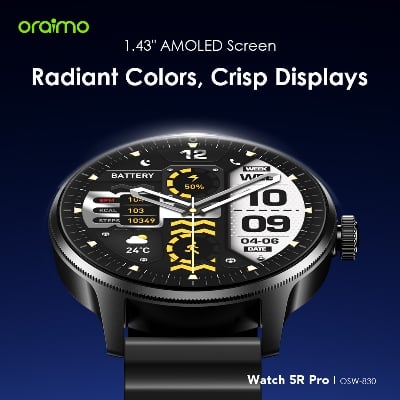 Picture of Oraimo Watch 5R Pro OSW-830 Black AMOLED Bluetooth Calling Smart Watch