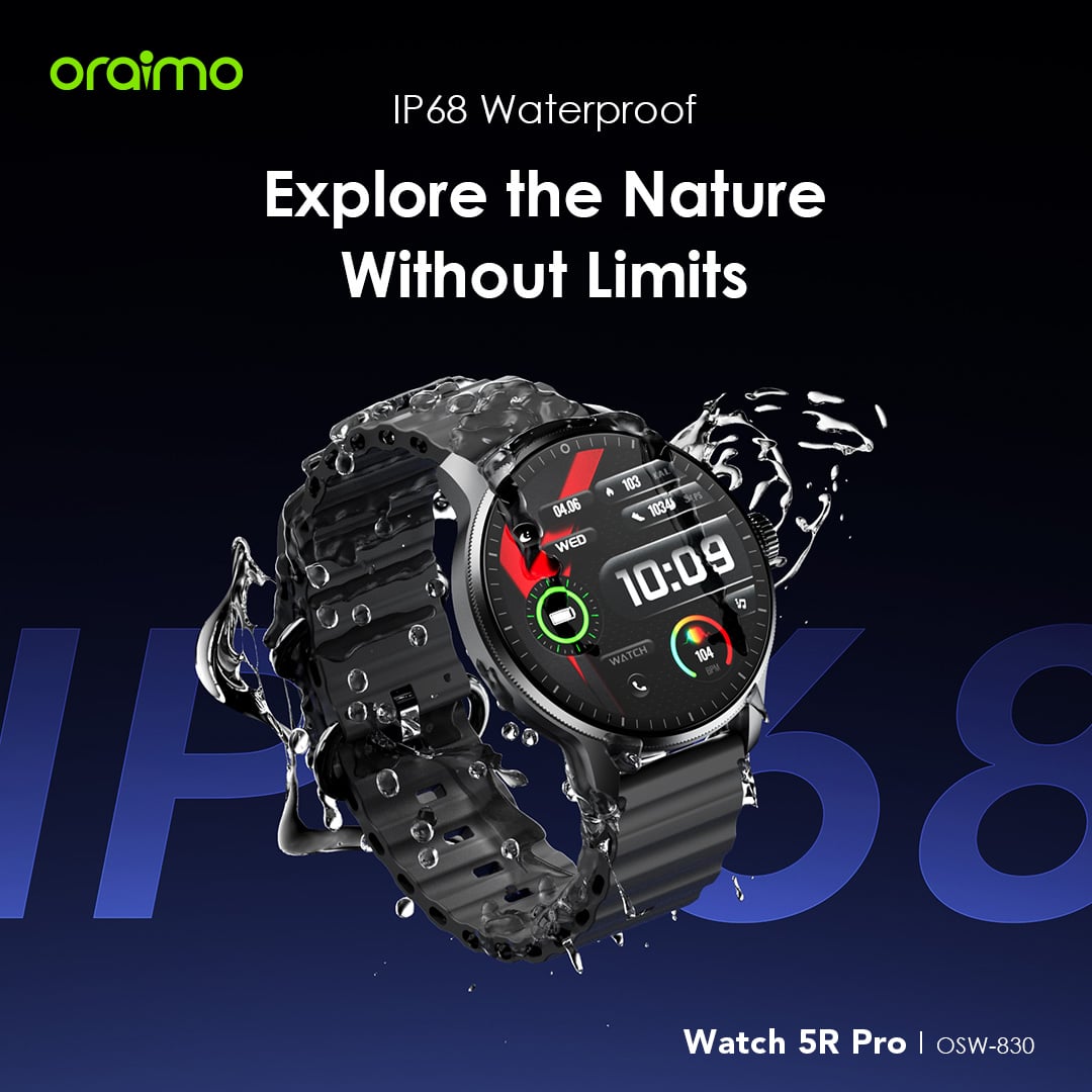 Picture of Oraimo Watch 5R Pro OSW-830 Black AMOLED Bluetooth Calling Smart Watch
