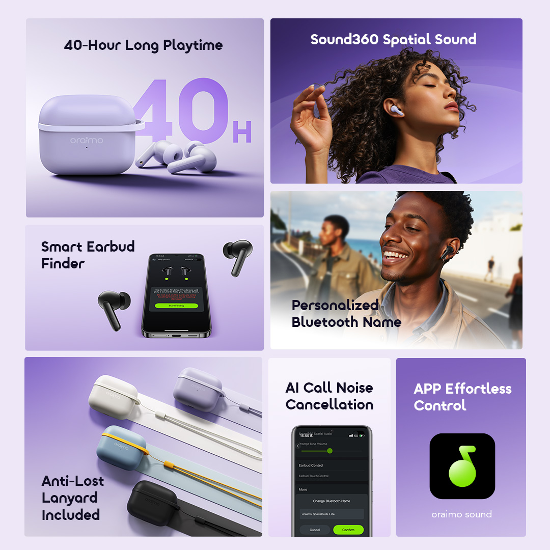 Picture of Oraimo Spacebuds Lite Speed Black TWS Bluetooth Earbuds #OTW-324