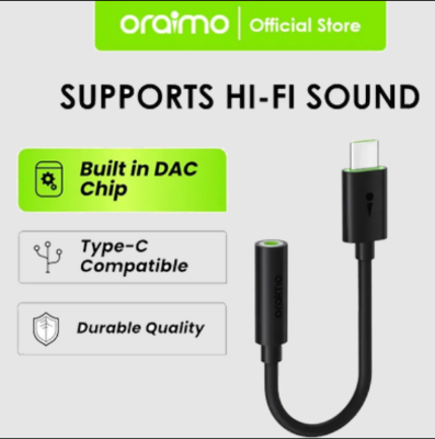 Picture of Oraimo Type-C Male to 3.5mm Female Black Converter
