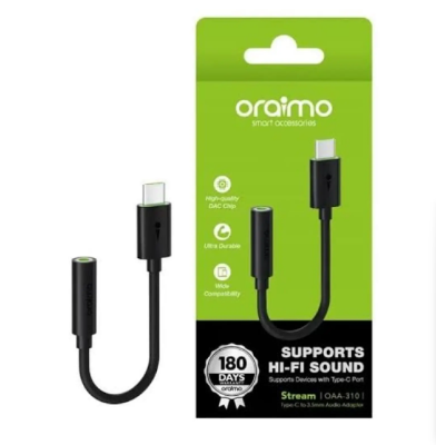 Picture of Oraimo Type-C Male to 3.5mm Female Black Converter