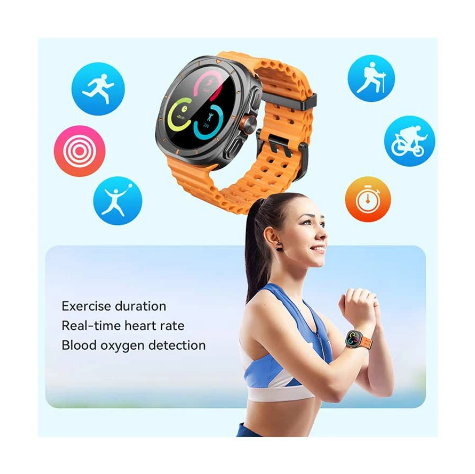 Picture of BWOO BO-WA09 Gan Black Bluetooth Calling Smart Watch with Dual Straps