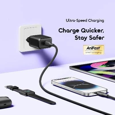 Picture of oraimo PowerGaN 451 45W Gan Ultra Fast Wall Charger   Oraimo CAKT Fast Type-C Charger Adapter EU ( OCW5451ECC )- Black