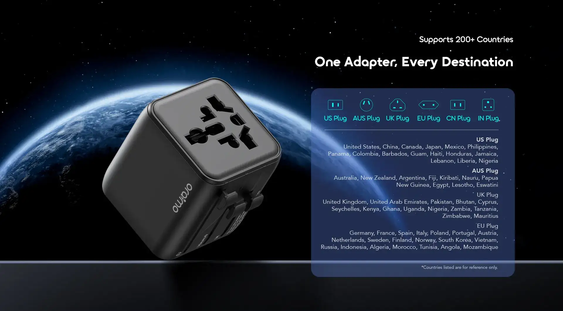 Picture of Oraimo PowerOmni 251 Black Universal Travel Adapter
