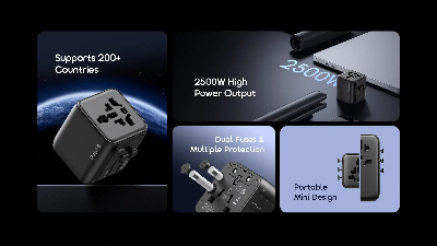 Picture of Oraimo PowerOmni 251 Black Universal Travel Adapter