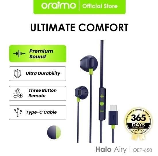 Picture of oraimo Halo Airy Type-C Half In-ear Wired Headphones