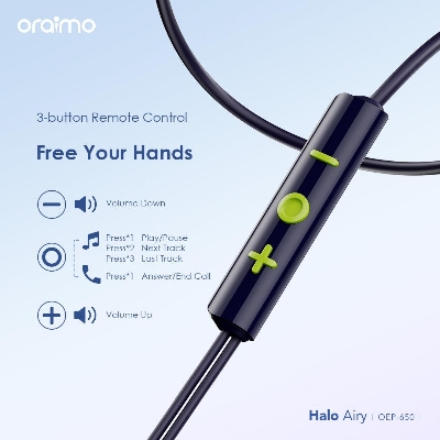 Picture of oraimo Halo Airy Type-C Half In-ear Wired Headphones