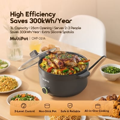 Picture of oraimo MultiPot 3L Energe-Saving Electric Cooker (OHP-261A)