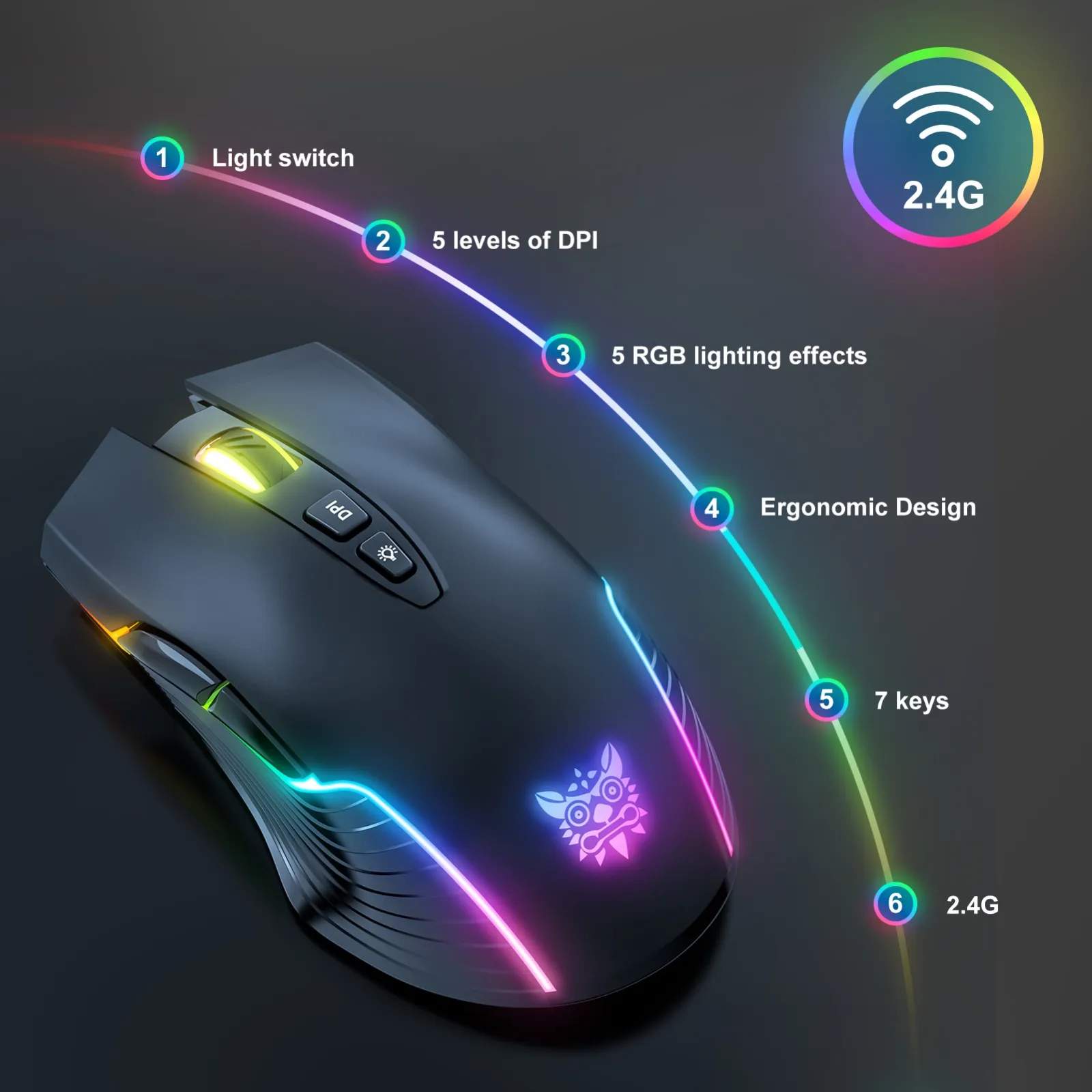 Picture of ONIKUMA CW905 RGB Wireless Black Gaming Mouse