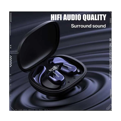 Picture of Onikuma T209 OWS Cyberpunk Design Black-Blue Bluetooth Earbuds with Charging Case