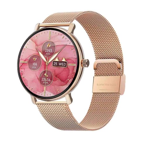 Picture of WiWU SW07 Gold Bluetooth Calling Smart Watch with Metallic + Silicone Strap