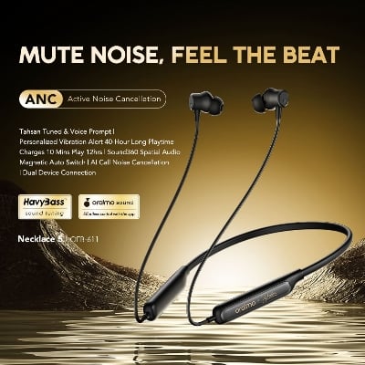 Picture of oraimo Necklace 5 Tahsan Tuned Noise Cancellation Wireless Headphone (OEB-611)- SPEED BLACK