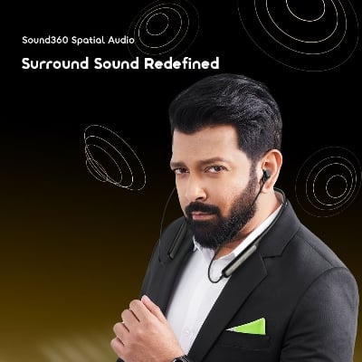 Picture of oraimo Necklace 5 Tahsan Tuned Noise Cancellation Wireless Headphone (OEB-611)- SPEED BLACK