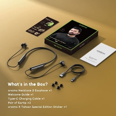 Picture of oraimo Necklace 5 Tahsan Tuned Noise Cancellation Wireless Headphone (OEB-611)- SPEED BLACK