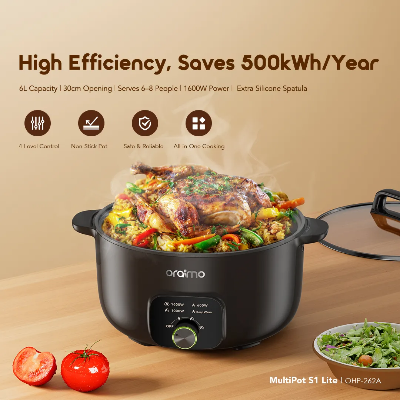 Picture of Oraimo MultiPot S1 Lite 6 Liters Electric Cooker EU (OHP-262A) - GRAPHITE BLACK