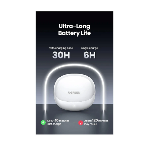 Picture of UGREEN HiTune H6 Pro Hybrid WS203 (35873) ANC TWS White Bluetooth Earbuds #35873