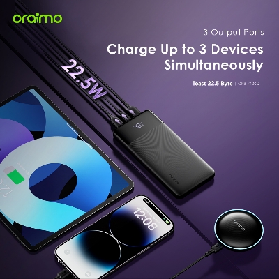 Picture of Oraimo TOAst 22.5 Byte 10000mAh 22.5W Speed Black Power Bank with Digital Display #OPB-7100Q