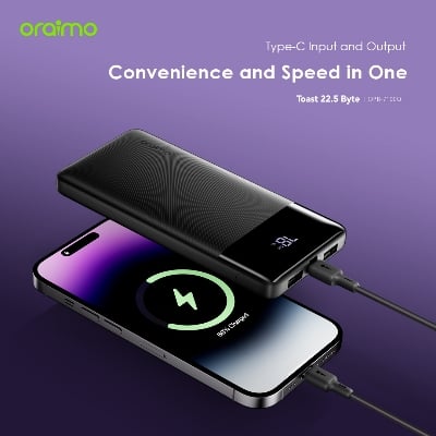 Picture of Oraimo TOAst 22.5 Byte 10000mAh 22.5W Speed Black Power Bank with Digital Display #OPB-7100Q