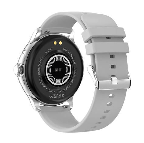 Picture of Blisbond Senor Silver AMOLED Bluetooth Calling Smart Watch with Black & Grey Dual Strap